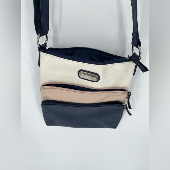 Van Heusen Colorblock Crossbody Bag Navy Blush Cream Multi Zip EUC - Picture 5 of 9
